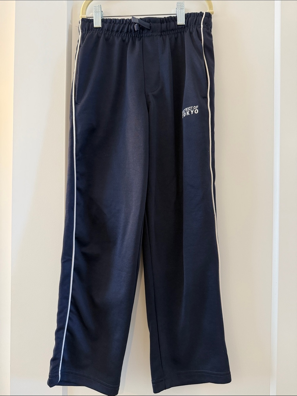 Boys Navy Track Pants with White Piping